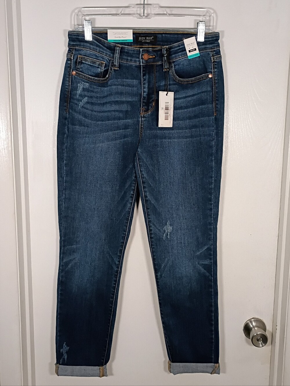 Judy Blue 7/28 Ankle Cropped Jeans Relaxed Fit Mid-Rise Dark Wash Stretch